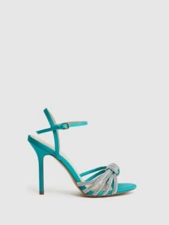 Reiss Blue Estel Embellished Heeled Sandals