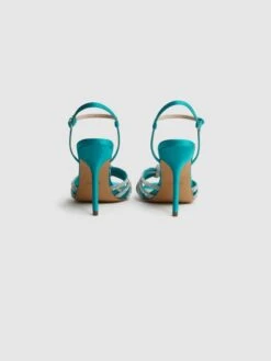 Reiss Blue Estel Embellished Heeled Sandals -Style Trend Shop D49 969s4