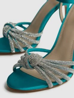 Reiss Blue Estel Embellished Heeled Sandals -Style Trend Shop D49 969s5