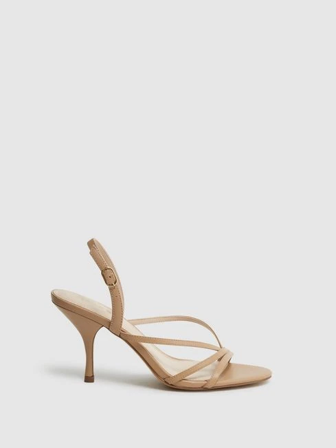 Reiss Biscuit Clara Strappy Mid Heel Sandals 3 Reiss Biscuit Clara Strappy Mid Heel Sandals