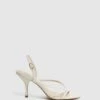 Reiss White Clara Strappy Mid Heel Sandals -Style Trend Shop D49 975s