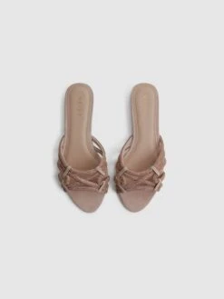 Reiss Nude Eryn Suede Embellished Flat Sandals -Style Trend Shop D49 982s3