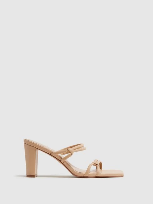 Reiss Almond Emmy Leather Strappy Block Heels 3 Reiss Almond Emmy Leather Strappy Block Heels