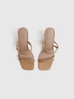 Reiss Almond Emmy Leather Strappy Block Heels 9 Reiss Almond Emmy Leather Strappy Block Heels -Style Trend Shop D49 987s3