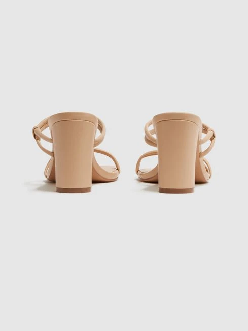 Reiss Almond Emmy Leather Strappy Block Heels 6 Reiss Almond Emmy Leather Strappy Block Heels - Image 4
