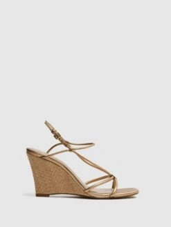 Reiss Bronze Daisey Strappy Wedge Heels