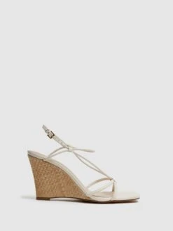 Reiss Off White Daisey Strappy Wedge Heels