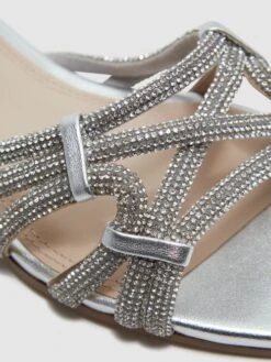 Reiss Silver Eryn Nappa Embellished Flat Sandals -Style Trend Shop D49971s5