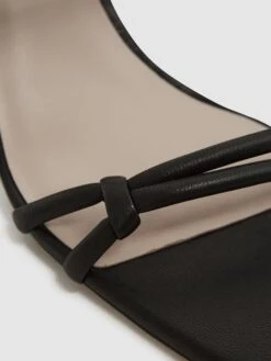 Reiss Black Emmy Leather Strappy Block Heels -Style Trend Shop D49986s5