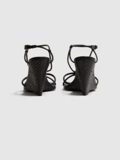 Reiss Black Daisey Strappy Wedge Heels -Style Trend Shop D49988s4