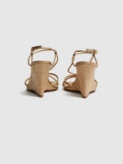 Reiss Bronze Daisey Strappy Wedge Heels -Style Trend Shop D49989s5