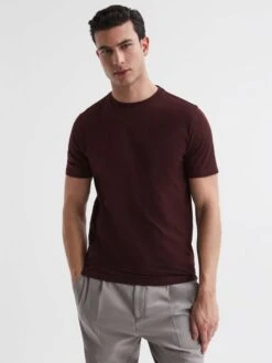 Reiss Bordeaux Bless Crew Neck T-Shirt