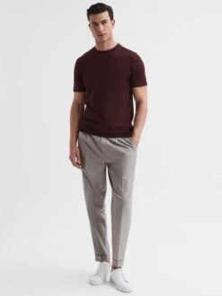 Reiss Bordeaux Bless Crew Neck T-Shirt -Style Trend Shop D50 922s3