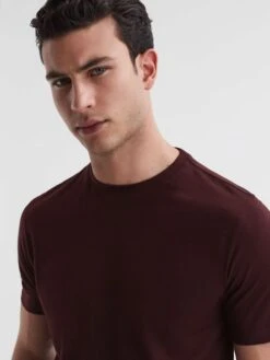 Reiss Bordeaux Bless Crew Neck T-Shirt -Style Trend Shop D50 922s4