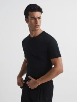 Reiss Black Bless Crew Neck T-Shirt -Style Trend Shop D50 927s6