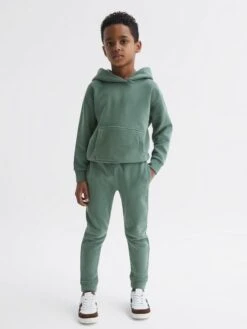 Reiss Fern Green Ali Senior Garment Dye Jersey Joggers