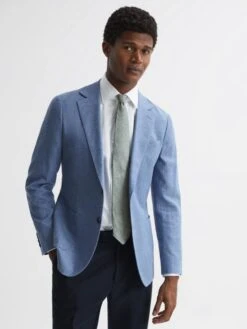 Reiss Sage Melange Lazzaro Linen Tie -Style Trend Shop D50 985s2