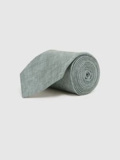 Reiss Sage Melange Lazzaro Linen Tie -Style Trend Shop D50 985s3