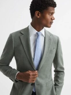 Reiss Soft Blue Melange Lazzaro Linen Tie -Style Trend Shop D50 987s2