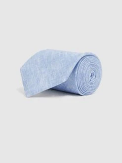 Reiss Soft Blue Melange Lazzaro Linen Tie -Style Trend Shop D50 987s3