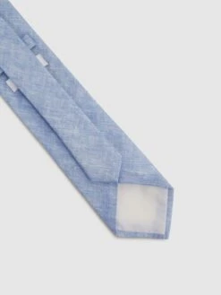 Reiss Soft Blue Melange Lazzaro Linen Tie -Style Trend Shop D50 987s4