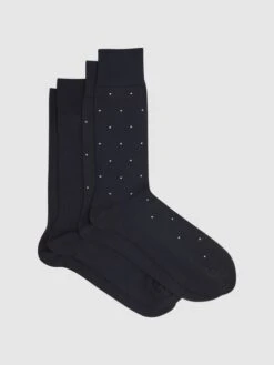 Reiss Navy Graham 2 Pack Of Socks