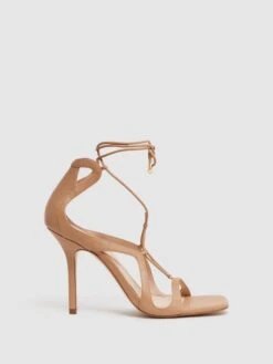 Reiss Biscuit Kate Leather Strappy High Heel Sandals