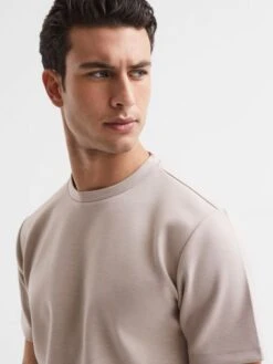 Reiss Oatmeal Bradley Regular Fit Crew Neck T-shirt -Style Trend Shop D50921s4