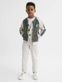 Reiss Light Khaki/Ecru Giles Junior Long Sleeve Interlock Bomber Jacket 10 Reiss Light Khaki/Ecru Giles Junior Long Sleeve Interlock Bomber Jacket -Style Trend Shop D50954s3