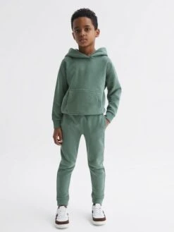 Reiss Fern Green Ali Junior Garment Dye Jersey Joggers -Style Trend Shop D50963s3
