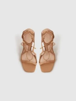 Reiss Biscuit Kate Leather Strappy High Heel Sandals 9 Reiss Biscuit Kate Leather Strappy High Heel Sandals -Style Trend Shop D50995s3