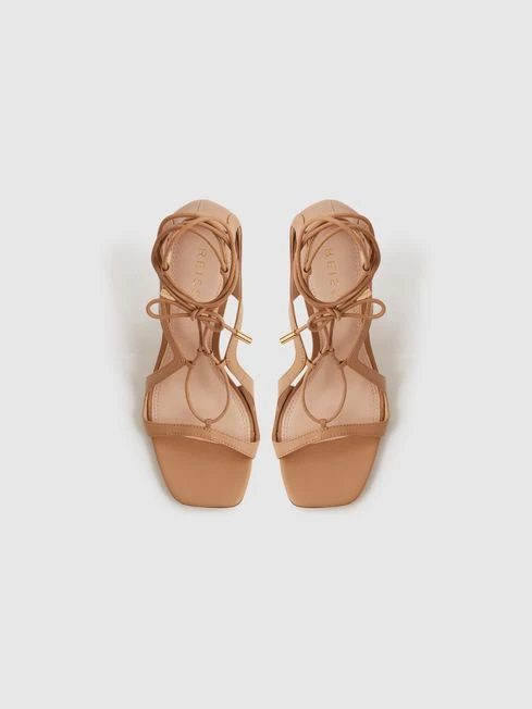 Reiss Biscuit Kate Leather Strappy High Heel Sandals 5 Reiss Biscuit Kate Leather Strappy High Heel Sandals - Image 3