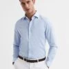 Reiss Blue Stripe Remote Bengal Striped Cotton Slim Fit Shirt -Style Trend Shop D51 013s