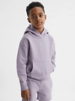 Reiss Lilac Alexander Senior Oversized Garment Dye Jersey Hoodie -Style Trend Shop D51 031s3
