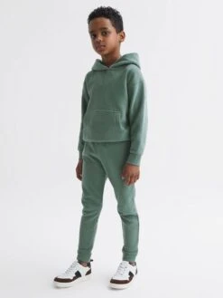 Reiss Fern Green Alexander Senior Oversized Garment Dye Jersey Hoodie