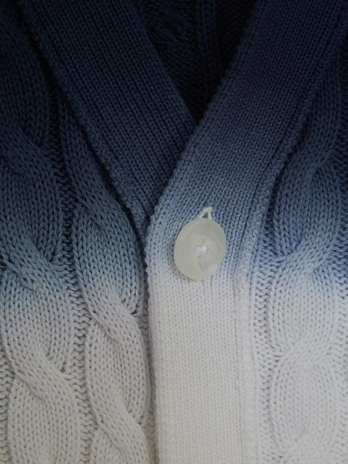 Reiss Blue Cosmo Senior Ombre Cable Knit Cardigan 8 Reiss Blue Cosmo Senior Ombre Cable Knit Cardigan - Image 6