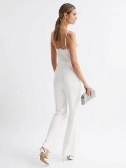 Reiss Ivory Cora Lace Plunge Neck Jumpsuit -Style Trend Shop D51 064s5