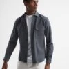 Reiss Steel Blue Arlo Cotton Canvas Overshirt -Style Trend Shop D51010s