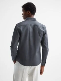 Reiss Steel Blue Arlo Cotton Canvas Overshirt -Style Trend Shop D51010s5