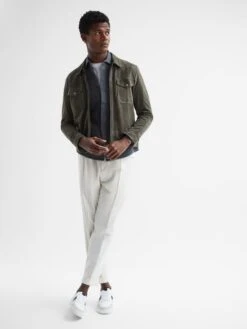 Reiss Steel Blue Arlo Cotton Canvas Overshirt -Style Trend Shop D51010s6