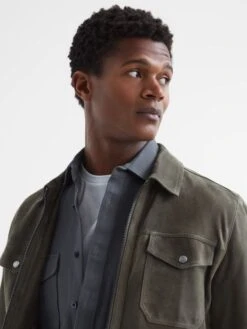 Reiss Steel Blue Arlo Cotton Canvas Overshirt -Style Trend Shop D51010s7