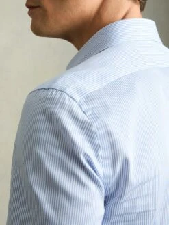 Reiss Blue Stripe Remote Bengal Striped Cotton Slim Fit Shirt -Style Trend Shop D51013s5