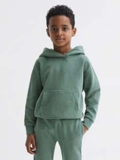 Reiss Fern Green Alexander Senior Oversized Garment Dye Jersey Hoodie -Style Trend Shop D51032s3