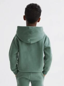 Reiss Fern Green Alexander Senior Oversized Garment Dye Jersey Hoodie -Style Trend Shop D51032s5