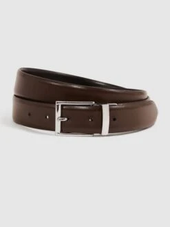 Reiss Black/Dark Brown Ricky Reversible Leather Belt -Style Trend Shop D51053s4