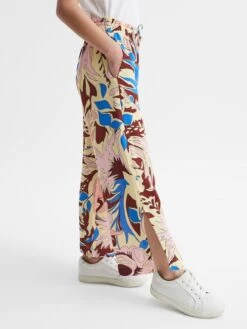 Reiss Lilac Liv Senior Floral Printed Straight Leg Trousers -Style Trend Shop D54 748s6