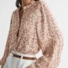 Reiss Neutral Calla Animal Print Blouse -Style Trend Shop D54 750s