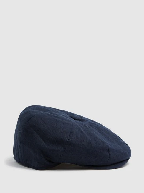 Reiss Navy Arbor Linen Baker Boy Cap 3 Reiss Navy Arbor Linen Baker Boy Cap