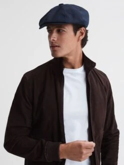 Reiss Navy Arbor Linen Baker Boy Cap 7 Reiss Navy Arbor Linen Baker Boy Cap -Style Trend Shop D55 736s2