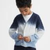 Reiss Blue Cosmo Junior Ombre Cable Knit Cardigan -Style Trend Shop D55 818s